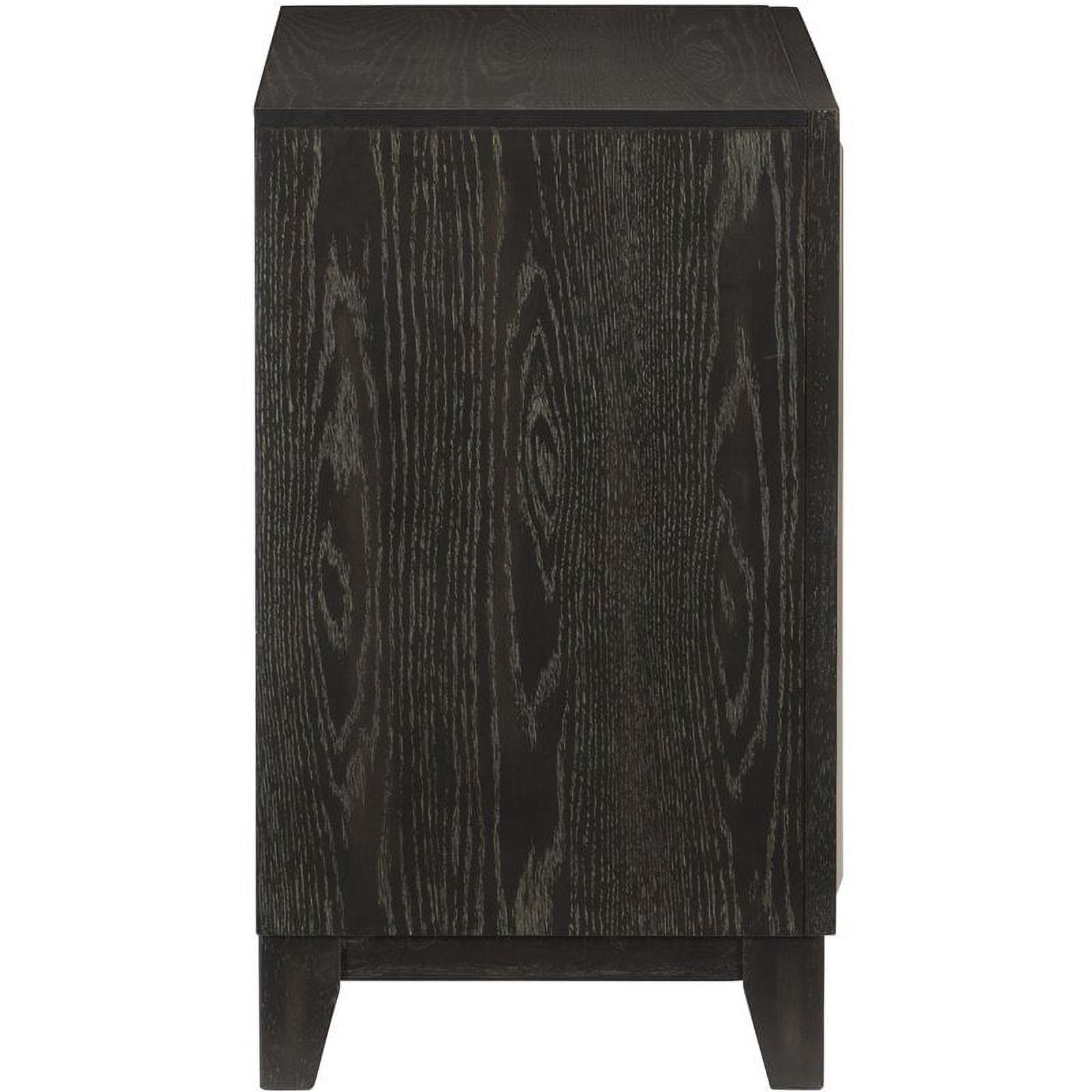 Lexicon Grant Oak and Engineered Wood 2-Drawers Nightstand in Ebony/Silver