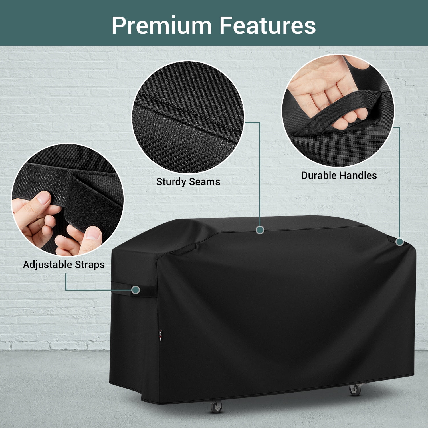 Unicook Griddle Cover for Blackstone 36 Inch Griddle with Hood, Heavy Duty Waterproof 5482 Flat Top Gas Grill Cover with Handles and Side-closure Straps, Black