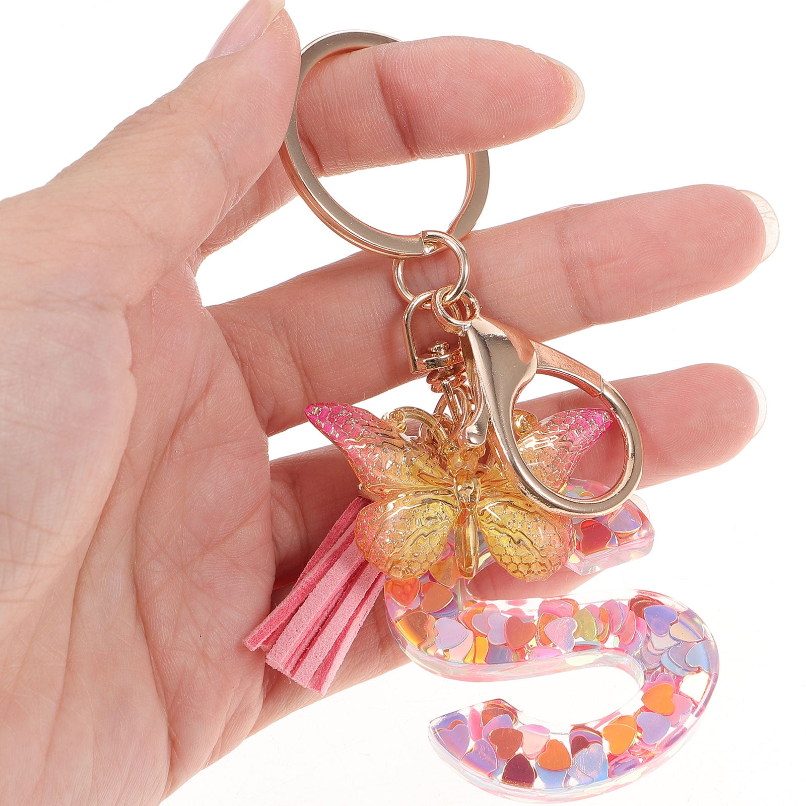 Cute Initial Keychain A-z Letter Sparkly Glitter Key Chain Premium Bag  Charm Keychain Accessories (h,4pcs)
