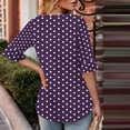 thumbnail image 4 of Olyvenn Womens Summer Tops Trendy 3/4 Sleeve Shirts Casual Crew Neck Ruffle Sleeve T Shirts Boho Beach Vacation Blouses Purple S, 4 of 6