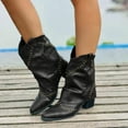 thumbnail image 2 of Mepaouo Mid Calf Boots for Women Fold Over Zipper Cowboy Cowgirl Boots Slouch Motor Riding Boots, 2 of 4