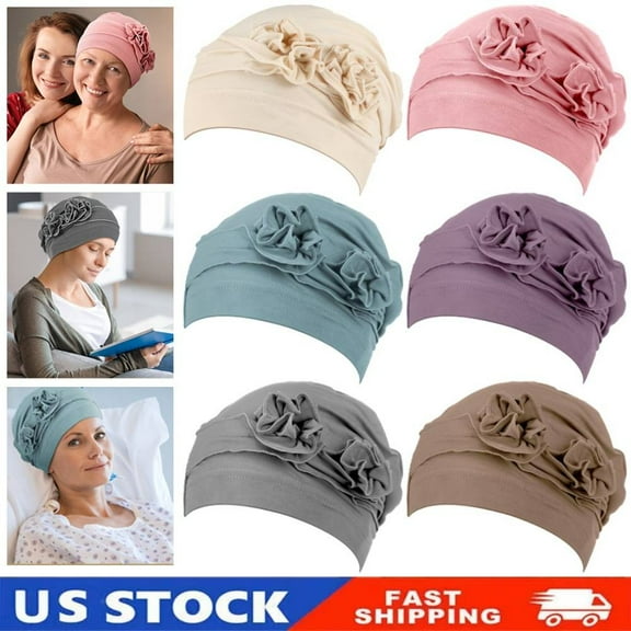 6Pcs Women Chemo Headwear Turbans Flower Chemo Headwear Soft Cap Head Covering