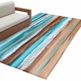 thumbnail image 2 of Vintage Wooden Washable Area Rugs 3'x5', Board Abstract Blue Turquoise Wood Grain Low Pile Throw Living Room Rug Non-Slip Sturdy Edge Binding Carpet for Indoor Entryway Bedside Kitchen, 2 of 9