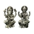 thumbnail image 2 of 925 Sterling Silver Semi Solid Antique Theme Ganesh & Lakshmi / Laxmi idol (Figurine #29), 2 of 7