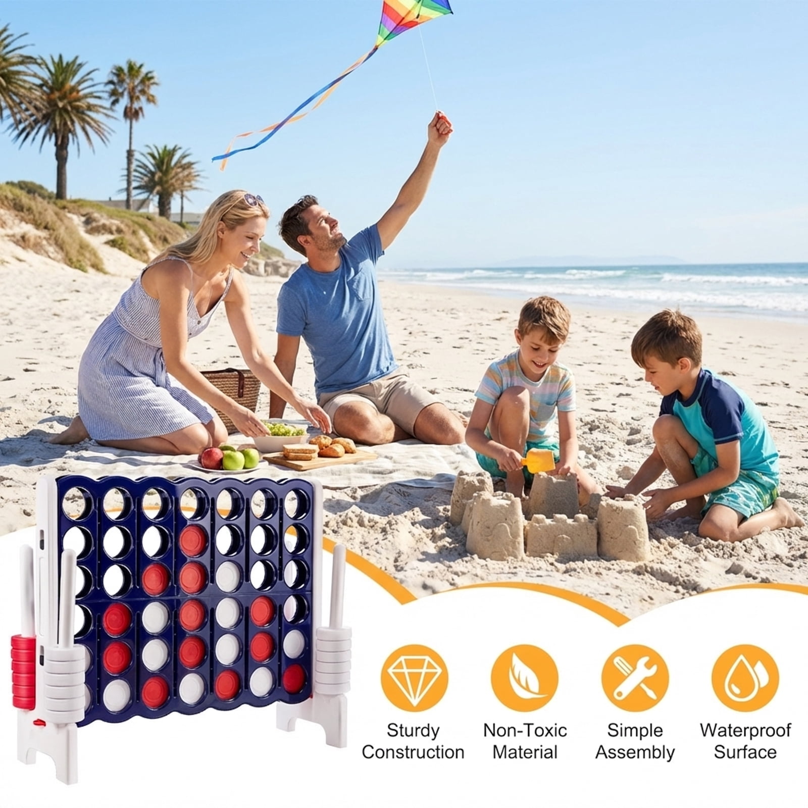 Redsmile Jumbo 4 in a Row 4-to-Score Giant Game Set-White White - Outdoor Backyard Lawn Party Game for Kids Adults