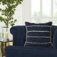 thumbnail image 5 of Ox Bay Ringo 20" x 20" Navy Blue/White Jute Bordered Striped Cotton Adult Decorative Throw Pillow, 5 of 11