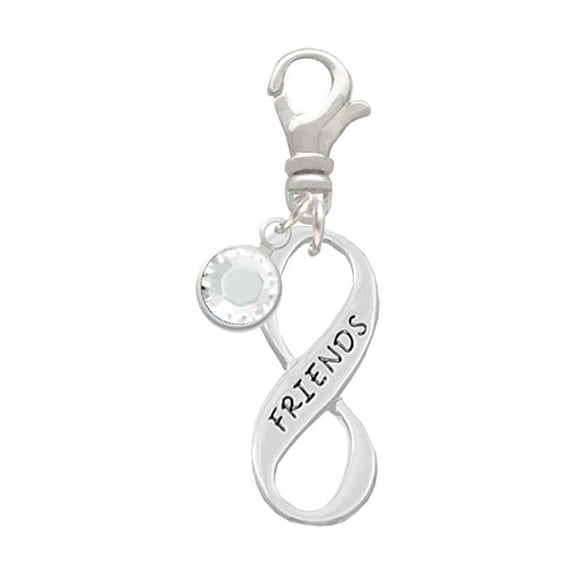 Delight Jewelry Friends Infinity Sign - Silvertone Clip on Charm with Clear Crystal Drop