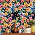 thumbnail image 1 of 1 Roll Vintage Style Flower Pattern Wallpaper, Waterproof Stainproof Self-Adhesive, Easy To Clean Contact Paper For Living Room, Kitchen, Bedroom, Home And Dormitory Furniture Decoration, 1 of 5