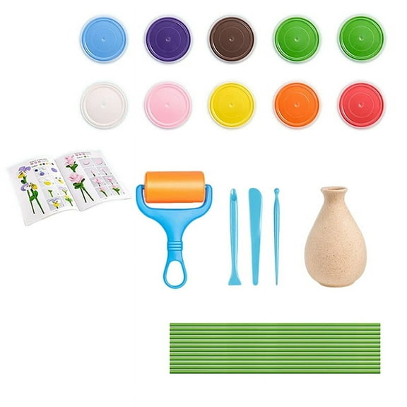 Flower Craft Kit for Kid Crafts and Art Set, Fun DIY Kit Kids Mothers Day Favors Vase and Button Flowers Crafts