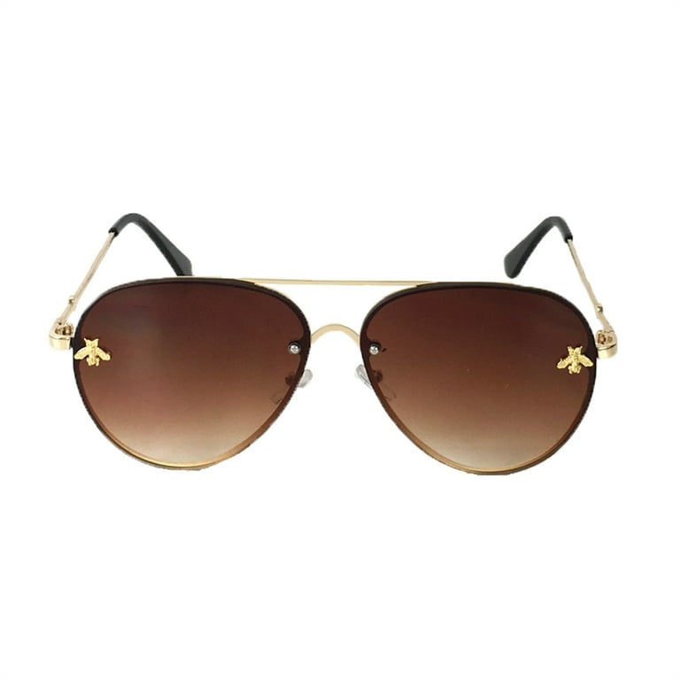 Fashion Culture Beehave 60mm Bee Aviator Sunglasses Brown Ombre