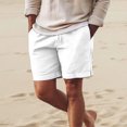 thumbnail image 2 of Mens Casual Cotton Linen Casual Elastic Waist Drawstring Lightweight Summer Beach Vacation Yoga Golf Shorts with Pockets White Xl, 2 of 5