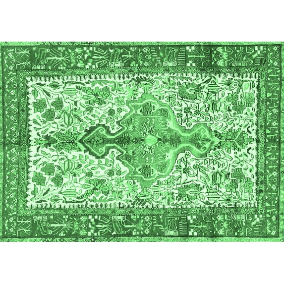 Ahgly Company Indoor Rectangle Persian Emerald Green Traditional Area Rugs, 4' x 6'