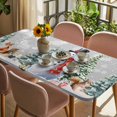 thumbnail image 3 of Christmas Grey Table Cloths for 3 Foot Rectangle Tables, Snowman Xmas Pine Tree Winter Snowflakes Patio Waterproof Elastic Fitted Tablecloths, Washable Rectangular Table Cover for Camping, 3 of 8