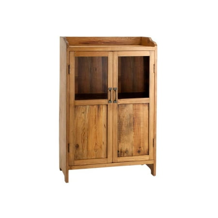 Antique Revival 2-Door Walnut Display Cabinet