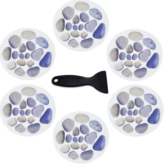 10 PCS Non Slip Bathtub Stickers, Large Cobblestone Adhesive Anti Slip Decal Treads for Shower and Bath Tub with Premium Scraper