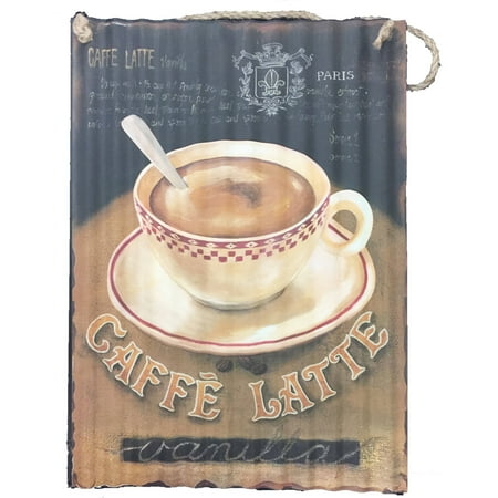 Large Decorative Plates For The Wall Caffe Latte and a Coffee Cup Metal Wall Art, This special design metal plate is great for decorative any room, office or event., Product Size: 11.02 x 15.74 x 1.5 ()