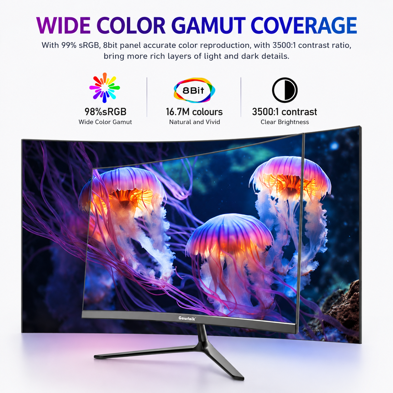 Gawfolk 24.5-Inch Curved Gaming Monitor, 120Hz, Full HD photo 6