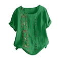 thumbnail image 2 of Vintage Boho Embroidered T Shirts for Women 2026 Summer Casual Short Sleeve Cotton Linen Crewneck Lightweight Tee Shirt, 2 of 3