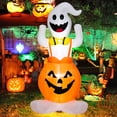 thumbnail image 1 of Costway 5 FT Inflatable Halloween Pumpkin Ghost Blow-up Yard Decoration with LED Lights, 1 of 8