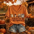 thumbnail image 2 of Women's Ber Months Tshirt Short Sleeve V Neck Halloween Thanksgiving Fall Season Graphic Tee Tops, 2 of 4