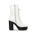 thumbnail image 3 of BLISSFUL STEP Women Platform Lace Up Chunky Heels Combat Boots White 8.5, 3 of 7