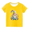 thumbnail image 1 of Penkiiy T-Shirts de Pâques pour Enfants Garçons Filles Mode Mignon Nain de Pâques Imprimé Col Rond Manches Courtes 5 Ans Jaune, 1 of 4