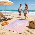 thumbnail image 2 of Tropical Beach Towel with Storage Bag 55x33 Inches, Drawstring Integrated Portable Beach Blanket for Swimming Vacation Camping Travel, Beach Accessory, 2 of 6