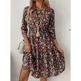 thumbnail image 3 of Summer Dresses for Women 2026 Mini Elbow Sleeve Elastic Waist Summer Vacation Outfits Floral Bodycon Party Club Wedding Guest Dress, 3 of 6