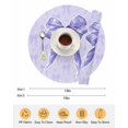 thumbnail image 6 of 13 Inch Round Placemats Set of 6, Purple Bow Non Slip Heat Insulation PP Table Mats, Cute Bowknot Simple Pure Color Washable Place Mats for Kitchen Dining Party Table Decor, 6 of 7