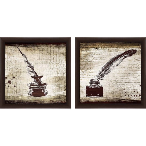 "Quills and Ink" Wall Art, Set of 2