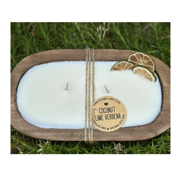 Be The Light Candle Co. Dough Bowl Soy Candle, Coconut Lime Verbena Scented, Ellipse Candles with 40 h Burn Time
