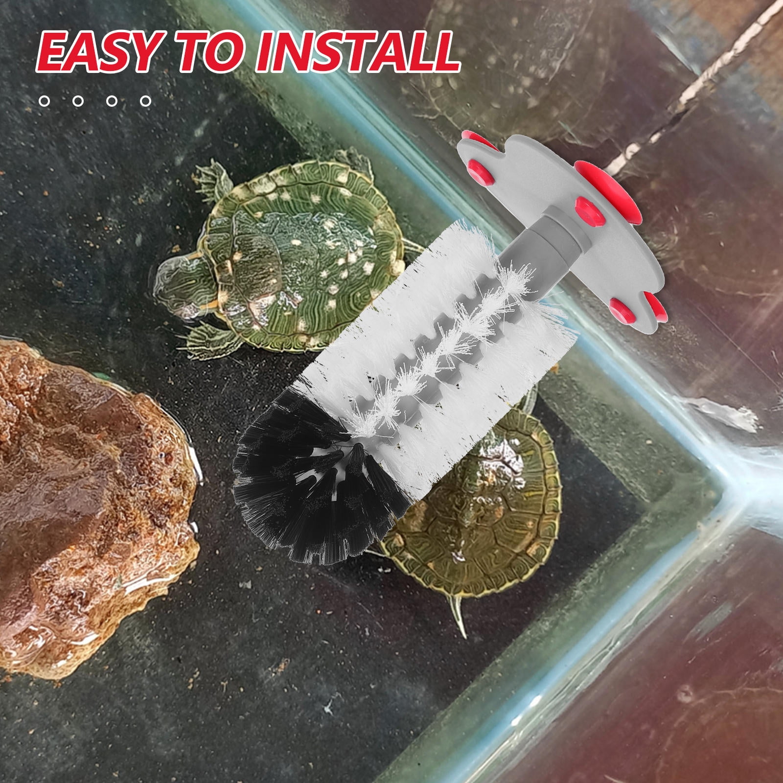 CHICHUMID Aquatic Turtle Shell Scrubber with Suction Cup Base for Gentle Tank Wall Cleaning