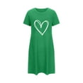thumbnail image 4 of BRGZLK Womens Nightgowns Large Size Cute Heart Print Valentine Short Sleeve Nightgown Round Neck Loose Soft Nightgown Green L, 4 of 4
