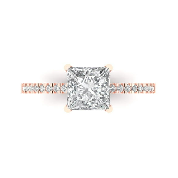 Clara Pucci 14K Rose Gold 1.62ct WhiteSapphire Solitaire with Accents Ring
