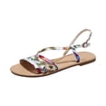 thumbnail image 3 of Juebong Sandals clearance Flat Sandals for Women Girls 2024 Cute Beach Strappy Slides Sandal Shoes Dress Casual Summer Gladiator Bohemian Flats, 3 of 5