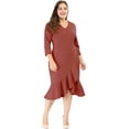 thumbnail image 2 of Vestido Midi con volantes Cuello V de Cóctel Agnes Orinda Rojo Ladrillo 3XL, 2 of 6