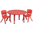 thumbnail image 1 of Bowery Hill Ensemble de Table Ronde en Plastique Réglable en Hauteur 3 Pcs 33 Pouces Rouge, 1 of 3