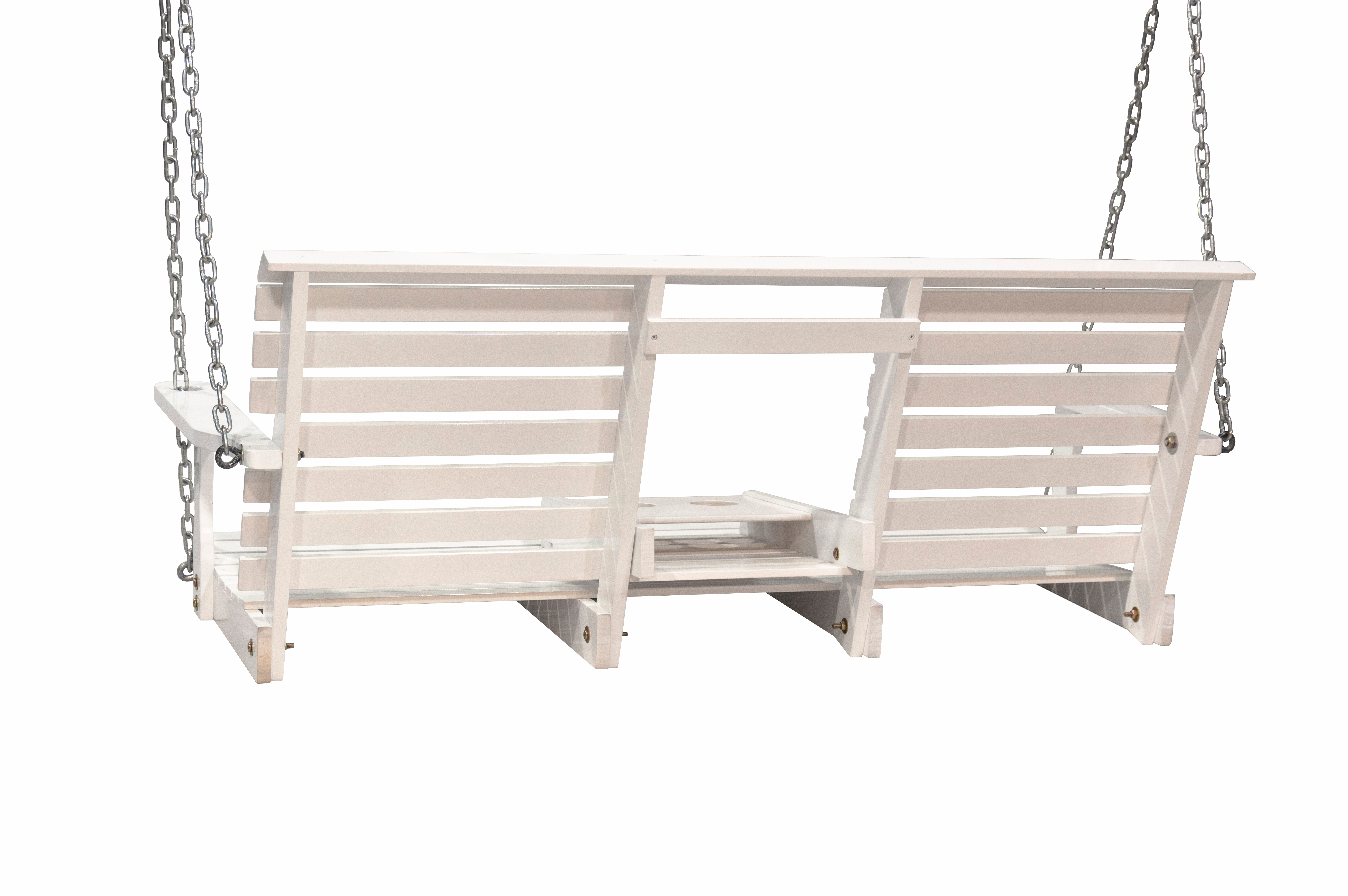 Outdoor Patio Garden Furniture 3-Person Hanging Wood Porch Swing, Weather Resistant Finish-White