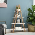 thumbnail image 3 of KAAYEE 4-Tier Ladder Shelf,Solid Bamboo Wood A-Frame Display Bookshelf Storage Shelves,54x32x12inch, 3 of 7