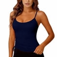 thumbnail image 6 of Aoiroe Women's Padded Square Neck Tank Tops Summer Double Layer Basic Sleeveless Tank Shirts Built in Bra Dark blue XL, 6 of 9