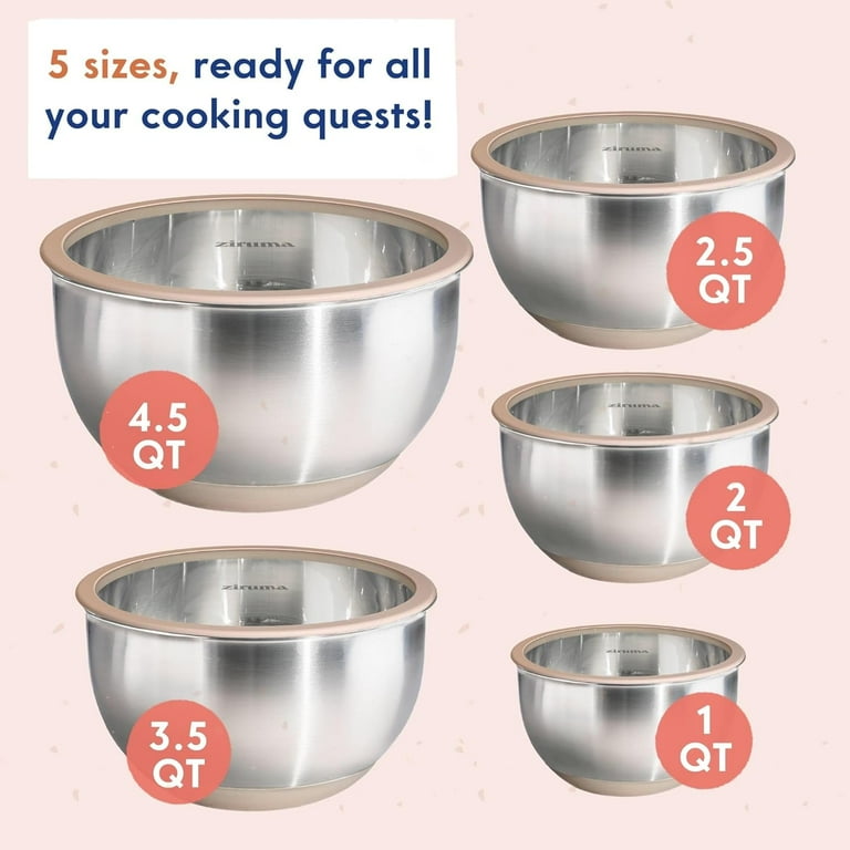 Ziruma Non-Toxic Mixing Bowls with Lids Set, Stainless Steel