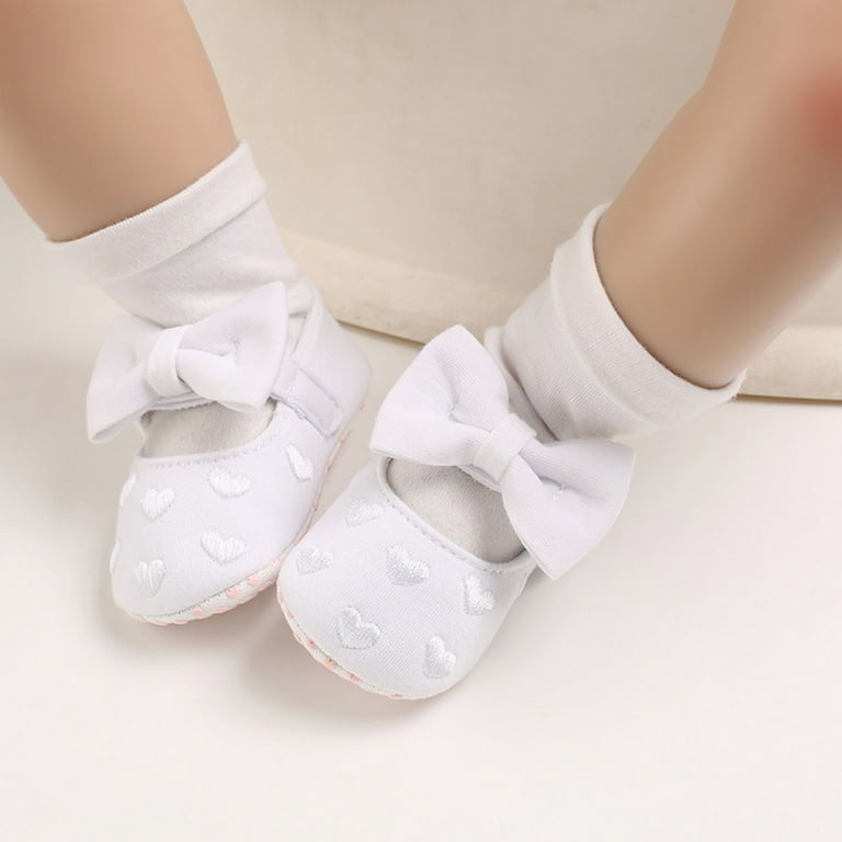 ZMHEGW Toddler Kids Girls Heart Print Bow Cotton Shoes Soft First Walking Shoes Toddlers Boys Shoes Girls Shoes Size 1 Boys Shoe Toddler Daycare Shoes Boys Size 4 Shoes Slip on Shoes