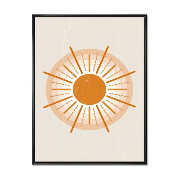 Designart 'Orange Radiant Sun II' Modern Framed Canvas Wall Art Print