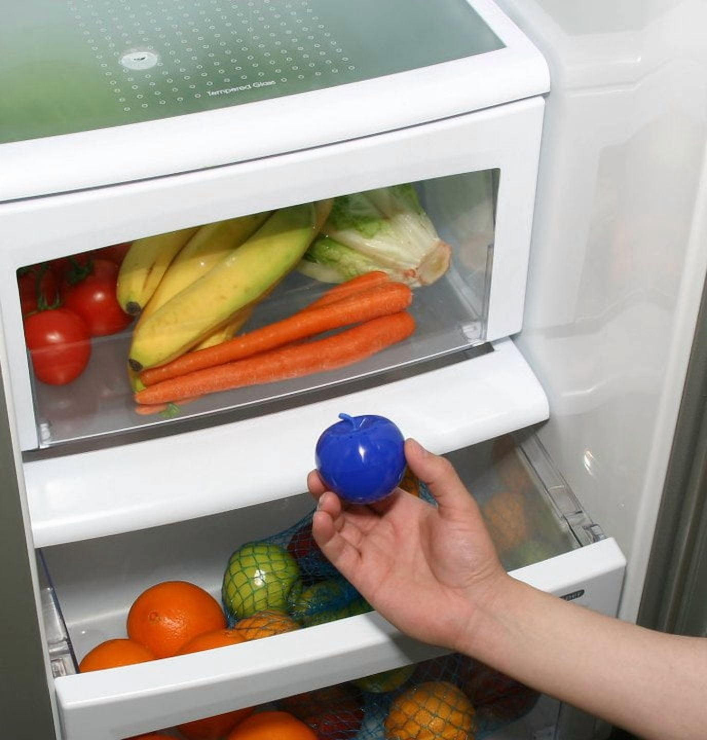 Bluapple Ethylene Gas Absorber Produce Saver Combo Pack Keeps Fruits & Veggies Fresh, 8 Packets and 2 Bluapples
