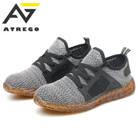 ATREGO Men's Safety Work Shoes Steel Toe Steel Cap Protective Anti-skid Boots Outdoor Sneakers Shoes for Working Hiking Climbing