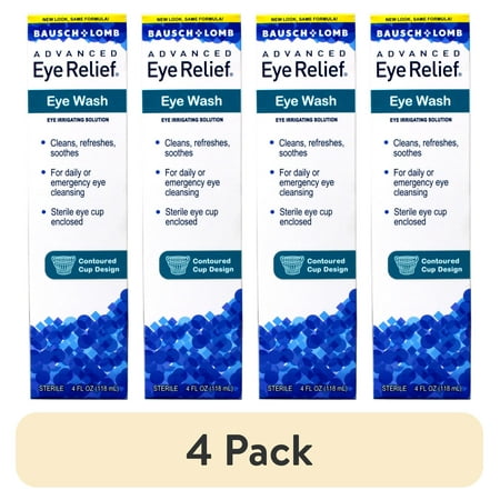 (4 pack) Advanced Eye Relief Eye Wash from Bausch & Lomb, Eye Irrigating Solution, 4 Fl Oz (118 mL) - Pack of 1