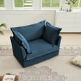 thumbnail image 4 of Deep Seat Sleeper Sofa Chair, Modern Sofa Armchair with Back Cushion, Chenille Comfy Single Sofa with Slip-cover and 2 Toss Pillows, Upholstered Cozy Couch for Living Room, Apartment, Blue, 4 of 7
