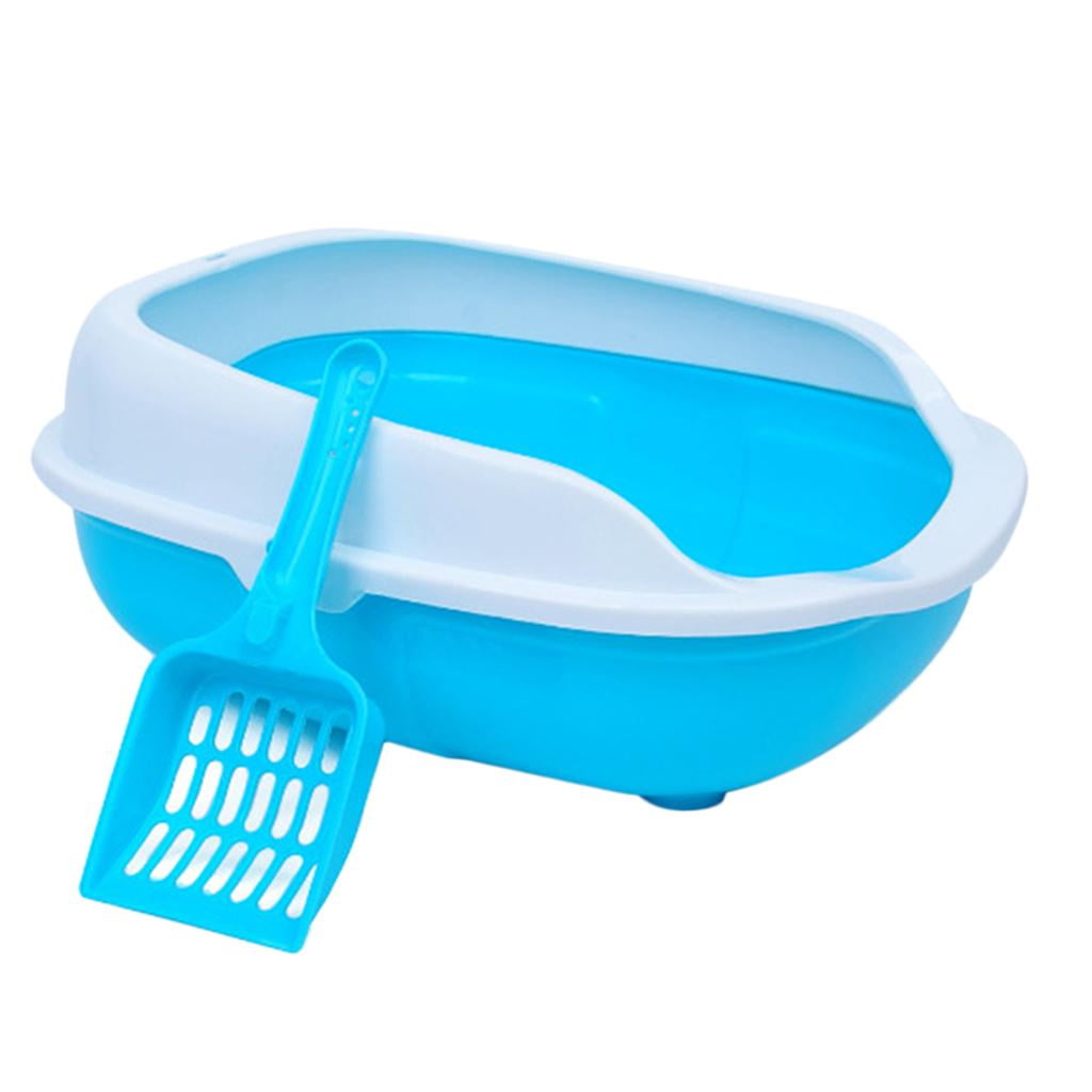 Colorful Cat Litter Box Tray Anti Splash Toilet Fenced Pan with Shovel