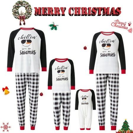 

Christmas Family Matching Pajamas Sets Sunglasses Print Tops Plaid Pants Xmas Holiday Sleepwear Loungewear Jammies Pjs Outfit