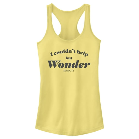 Junior's Sex and the City Carrie Couldn't Help But Wonder  Racerback Tank Top Banana Large